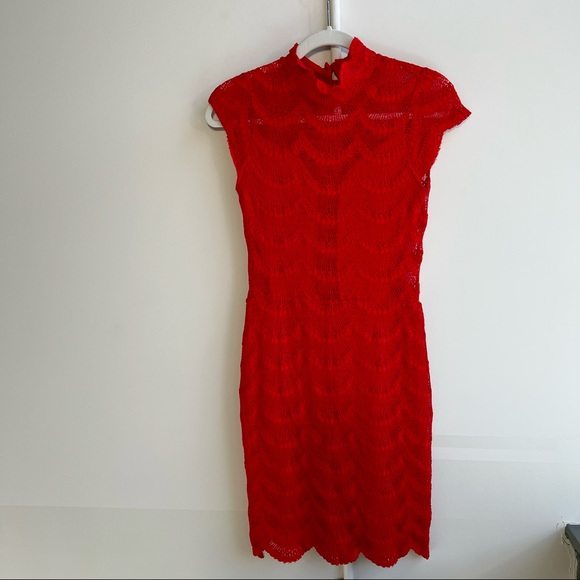 COPY - Free People Nightcap edition red lace mini dress bodycon style size 2 sm - Picture 3 of 15